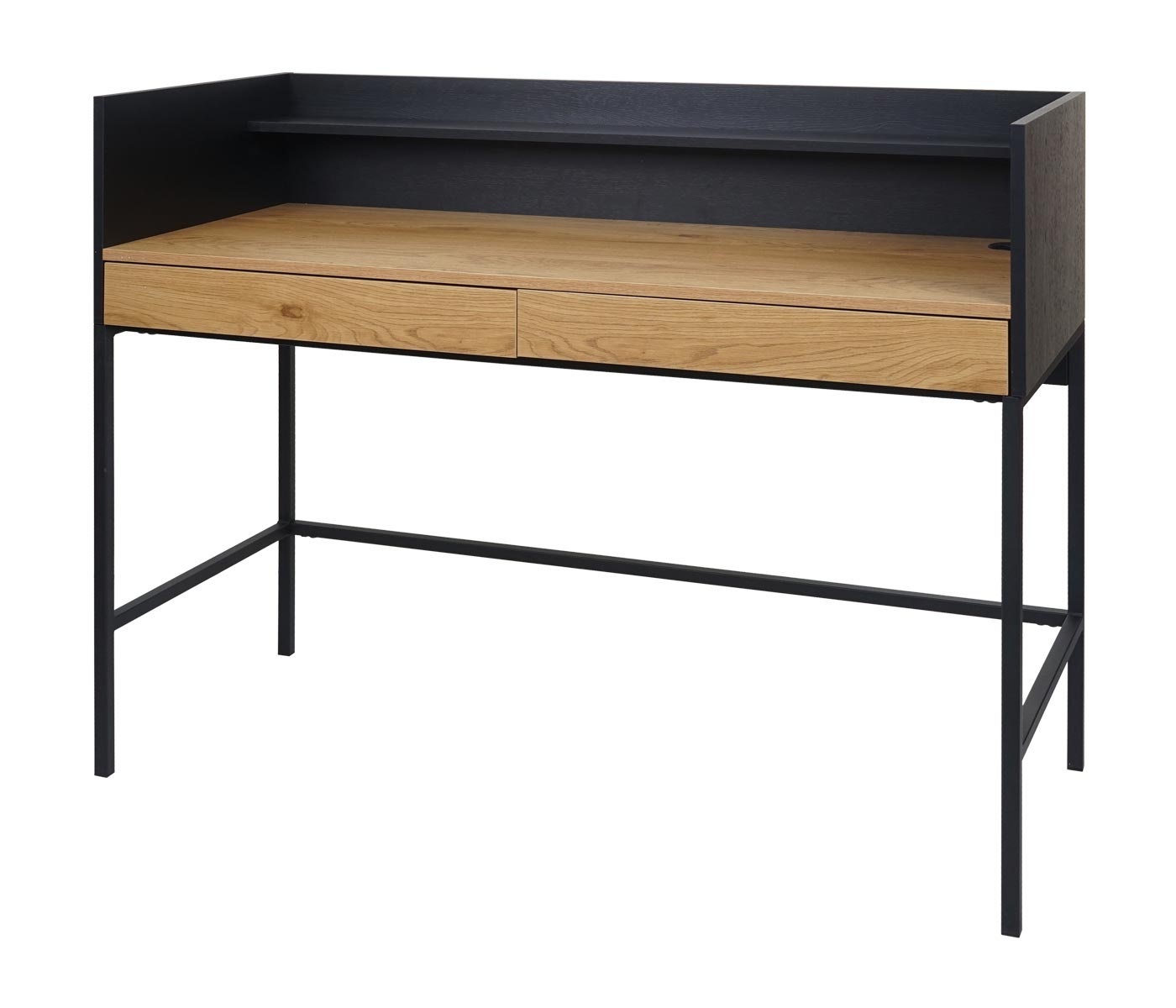 Bureau MCW-J79, bureau computer bureau werktafel, lade 120x50cm hout metaal ~ eiken-look