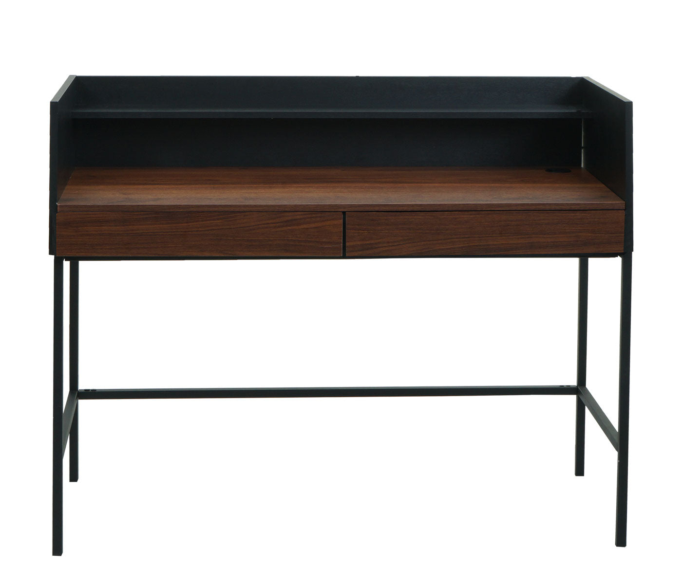 Bureau MCW-J79, bureau computer bureau werktafel, lade 120x50cm hout metaal ~ walnoot look