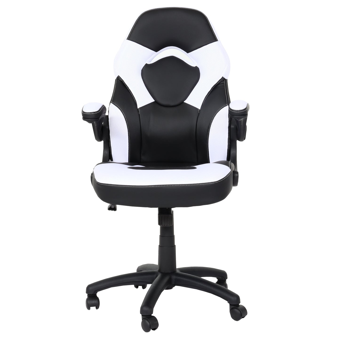 Bureaustoel MCW-K13, draaistoel gamestoel, ergonomisch, verstelbare armleuning, kunstleer ~ zwart-wit