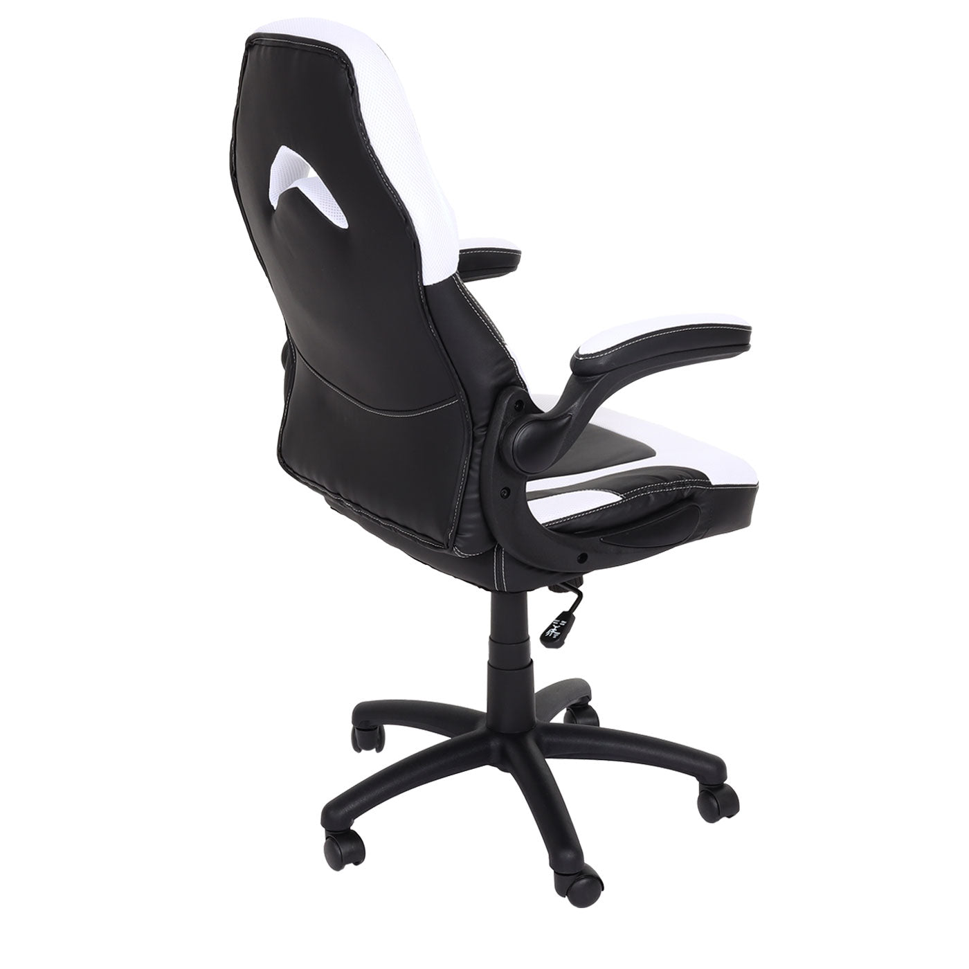 Bureaustoel MCW-K13, draaistoel gamestoel, ergonomisch, verstelbare armleuning, kunstleer ~ zwart-wit
