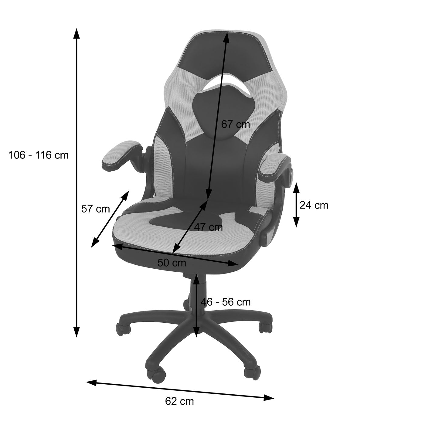 Bureaustoel MCW-K13, draaistoel gamestoel, ergonomisch, verstelbare armleuning, kunstleer ~ zwart-groen