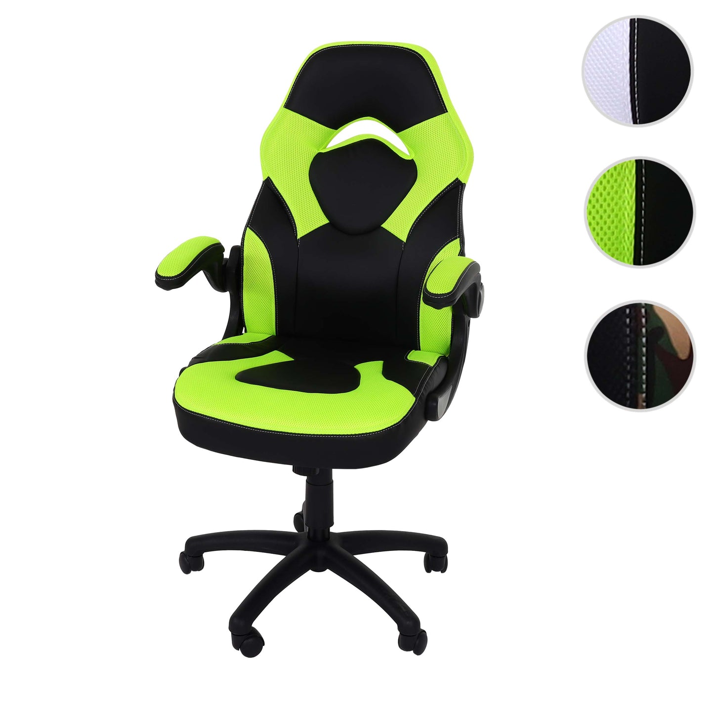 Bureaustoel MCW-K13, draaistoel gamestoel, ergonomisch, verstelbare armleuning, kunstleer ~ zwart-groen