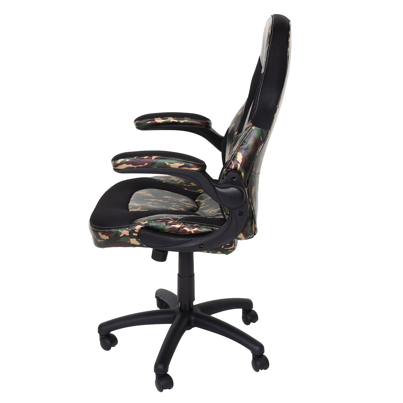 Bureaustoel MCW-K13, draaistoel gamestoel, ergonomisch, verstelbare armleuning, kunstleer ~ camouflage-zwart