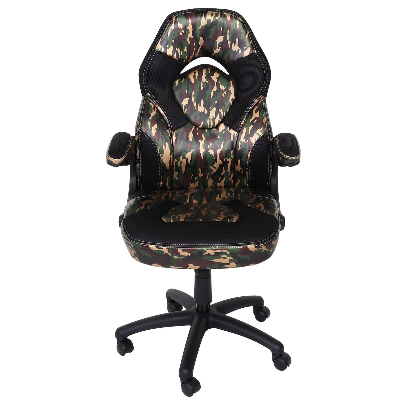 Bureaustoel MCW-K13, draaistoel gamestoel, ergonomisch, verstelbare armleuning, kunstleer ~ camouflage-zwart