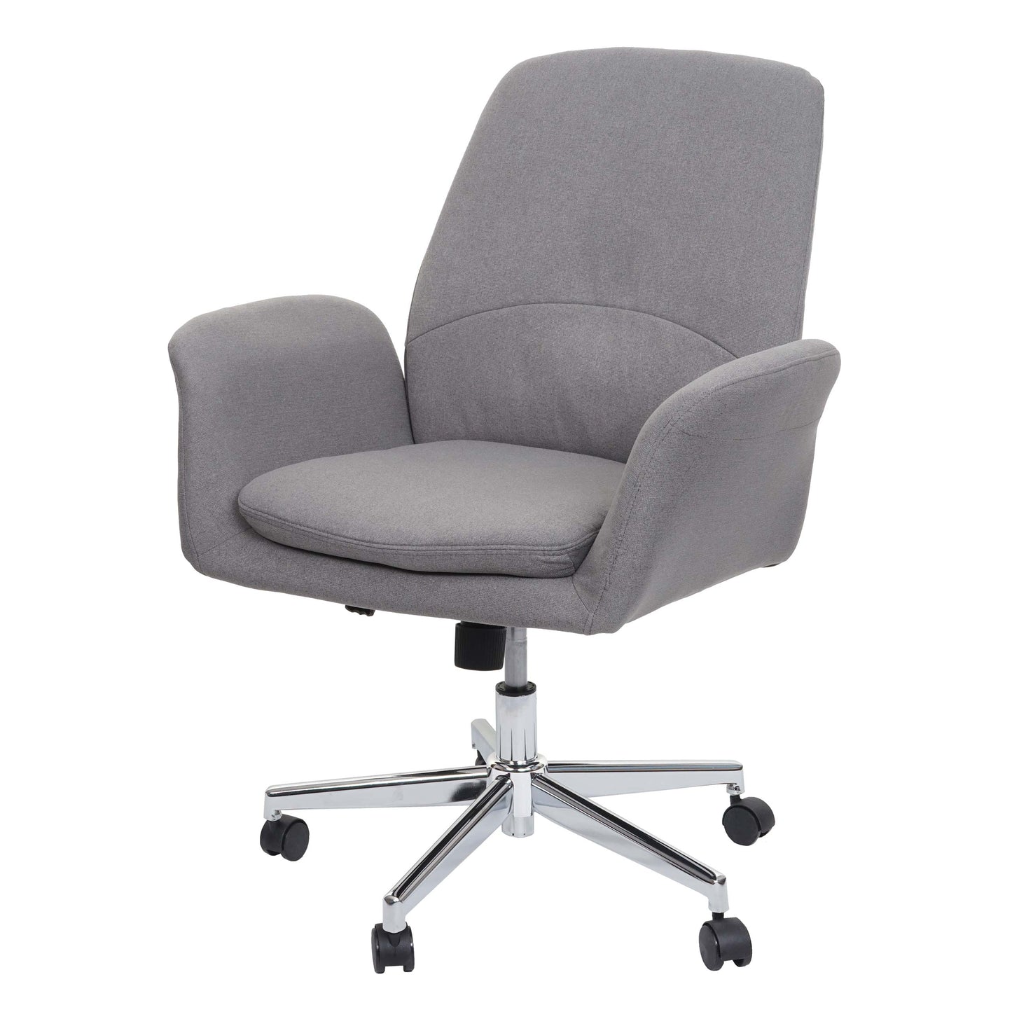 Bureaustoel MCW-K23, bureaustoel draaistoel fauteuil, stof/textiel met armleuningen ~ grijs