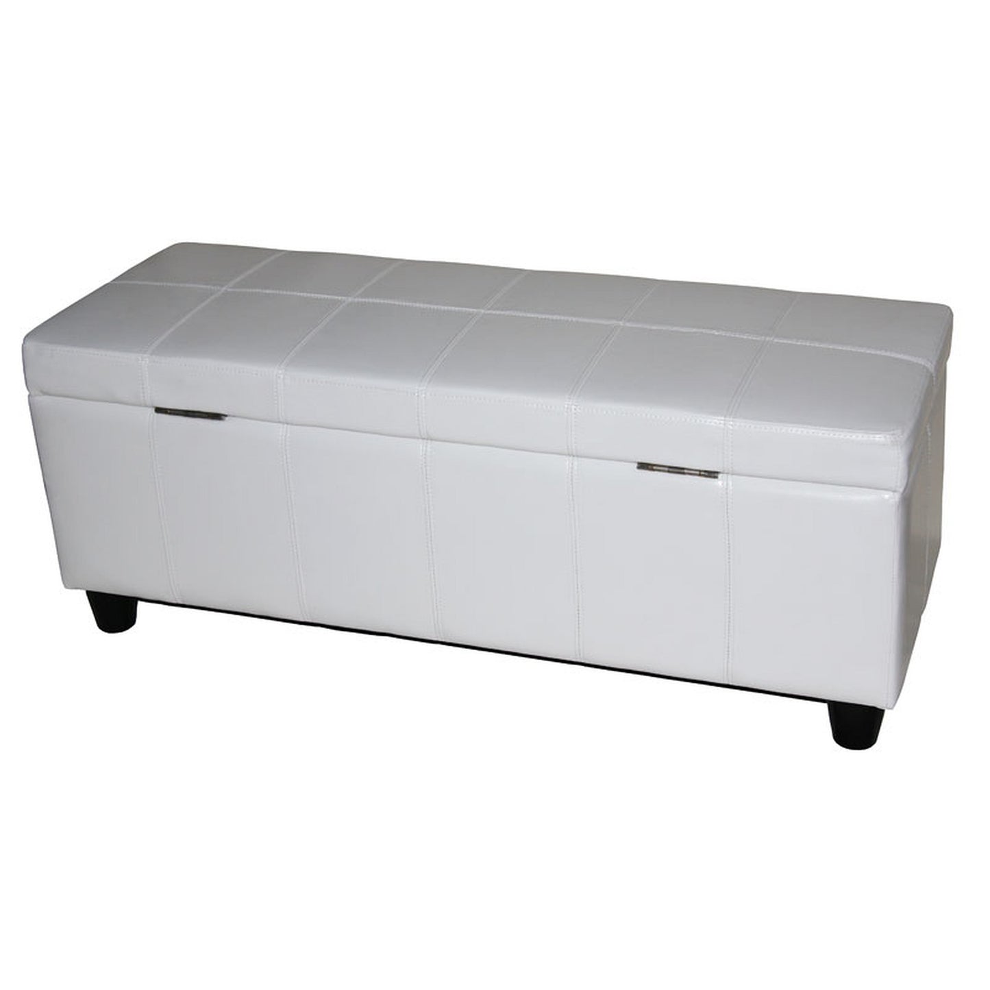 Opbergkist bank Kriens, leer + kunstleer, 112x45x45cm MVG-gecertificeerd ~ wit