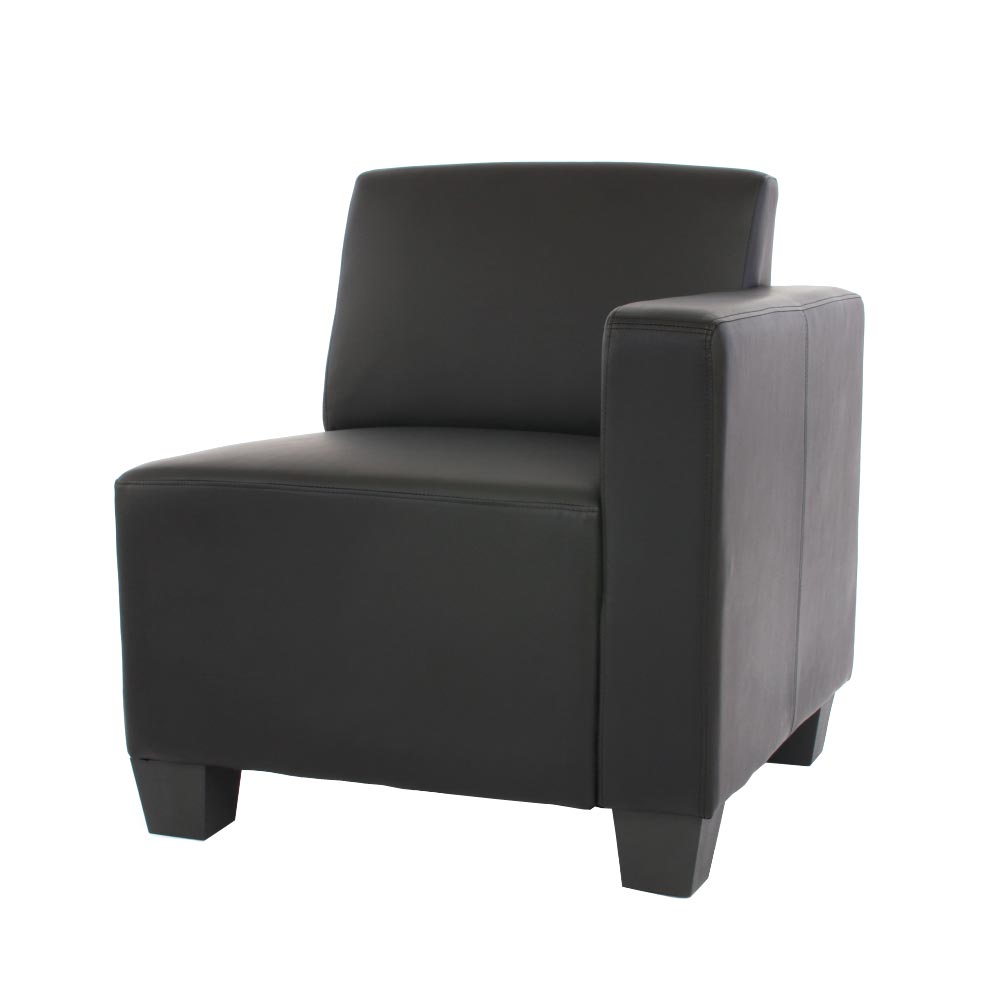Modulair zijpaneel rechts, fauteuil met armleuning Lyon, kunstleer ~ zwart
