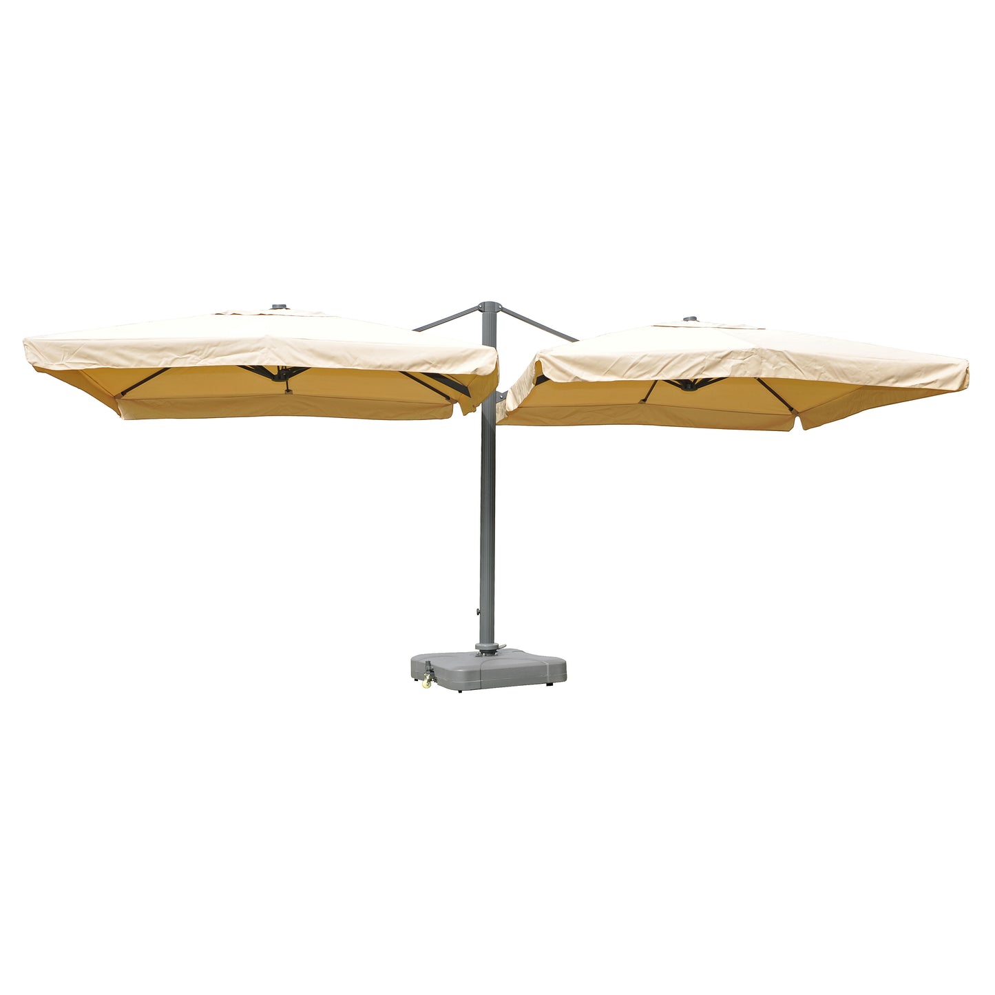 Zweefparasol T44, pergola luifel effect, 6,2x3m polyester 50kg ~ crème-beige + standaard