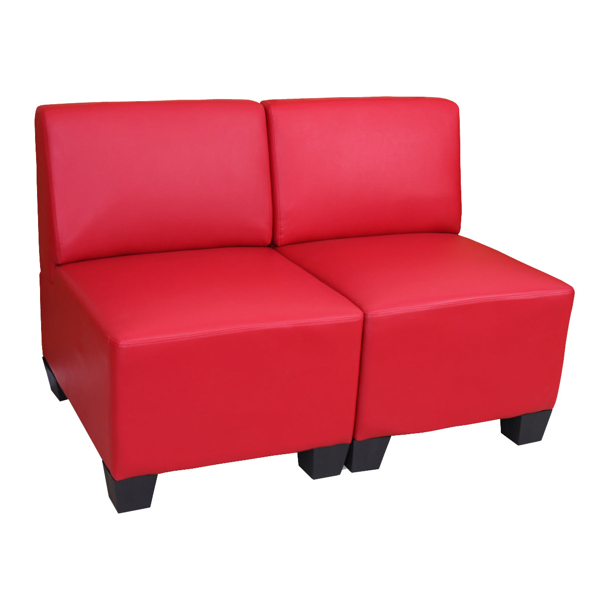 Modulaire 2-zitsbank Lyon, kunstleer ~ rood, zonder armleuningen