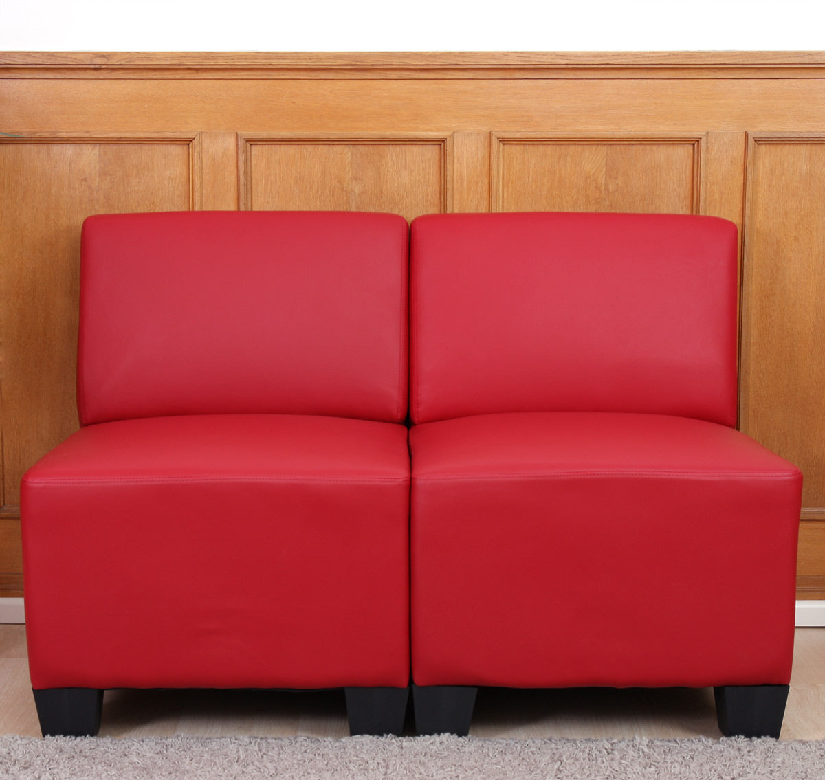 Modulaire 2-zitsbank Lyon, kunstleer ~ rood, zonder armleuningen