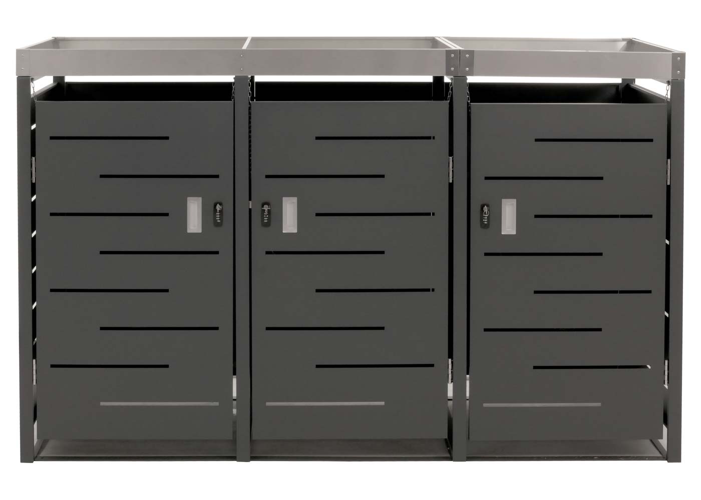 3-bakken kast MCW-H40, afvalbak, plantenbak roestvrij staal-metaal combinatie 78kg 125x198x84cm uitbreidbaar