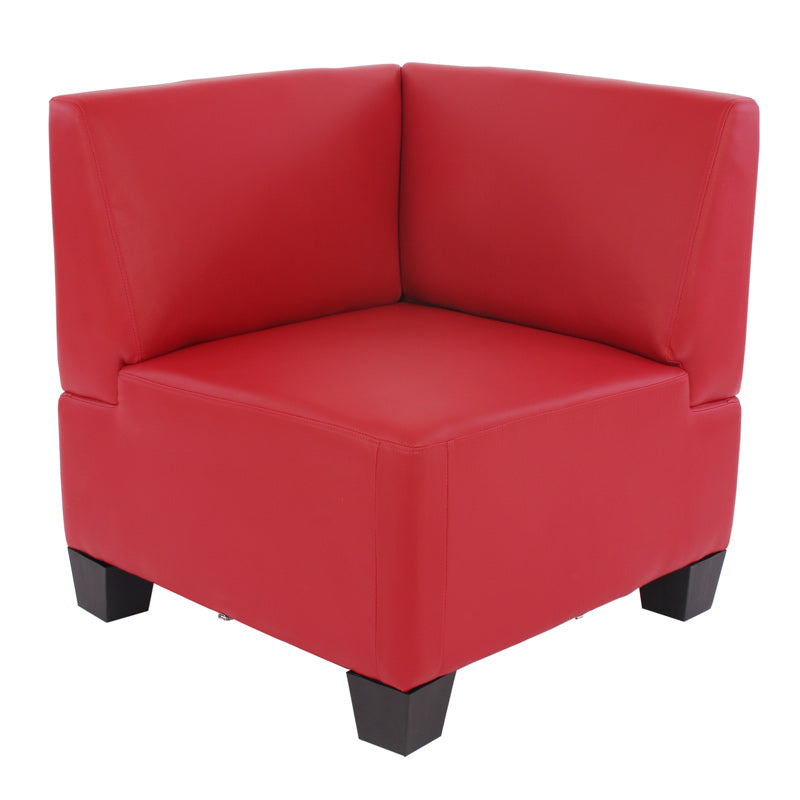 Modulaire 4-zits bank Lyon, kunstleer ~ rood, hoge armleuningen
