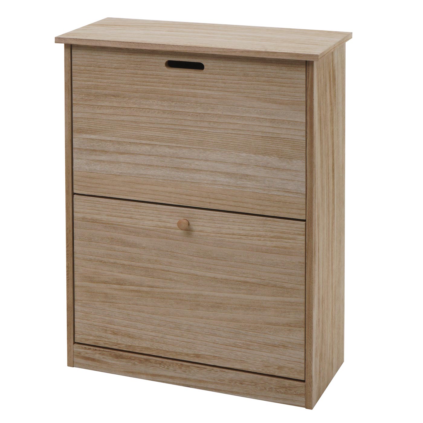 Schoenenkantelaar MCW-K45, schoenenkast schoenenrek, 81x60x25cm 2 kleppen, MDF gemaakt van paulownia ~ naturel bruin