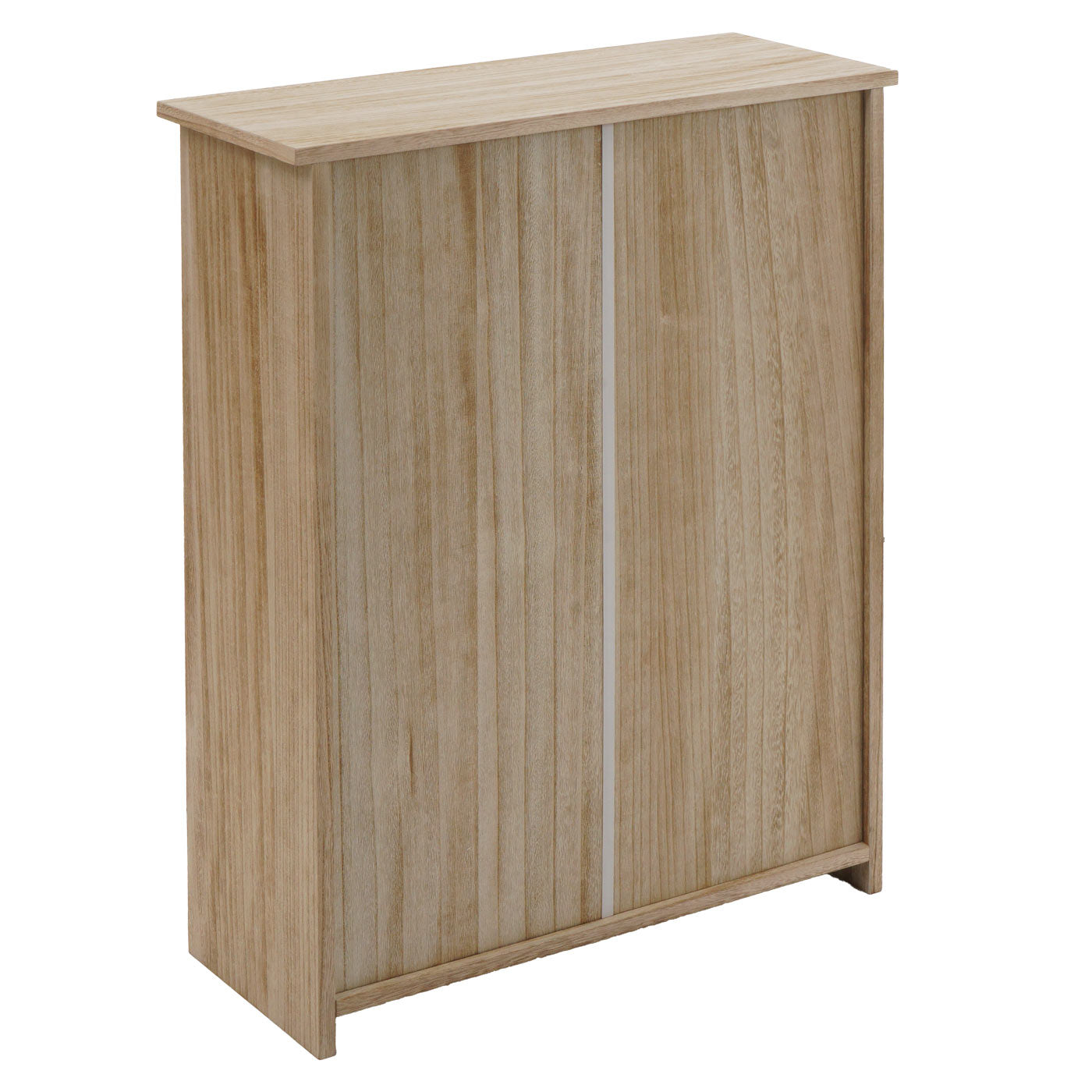 Schoenenkantelaar MCW-K45, schoenenkast schoenenrek, 81x60x25cm 2 kleppen, MDF gemaakt van paulownia ~ naturel bruin