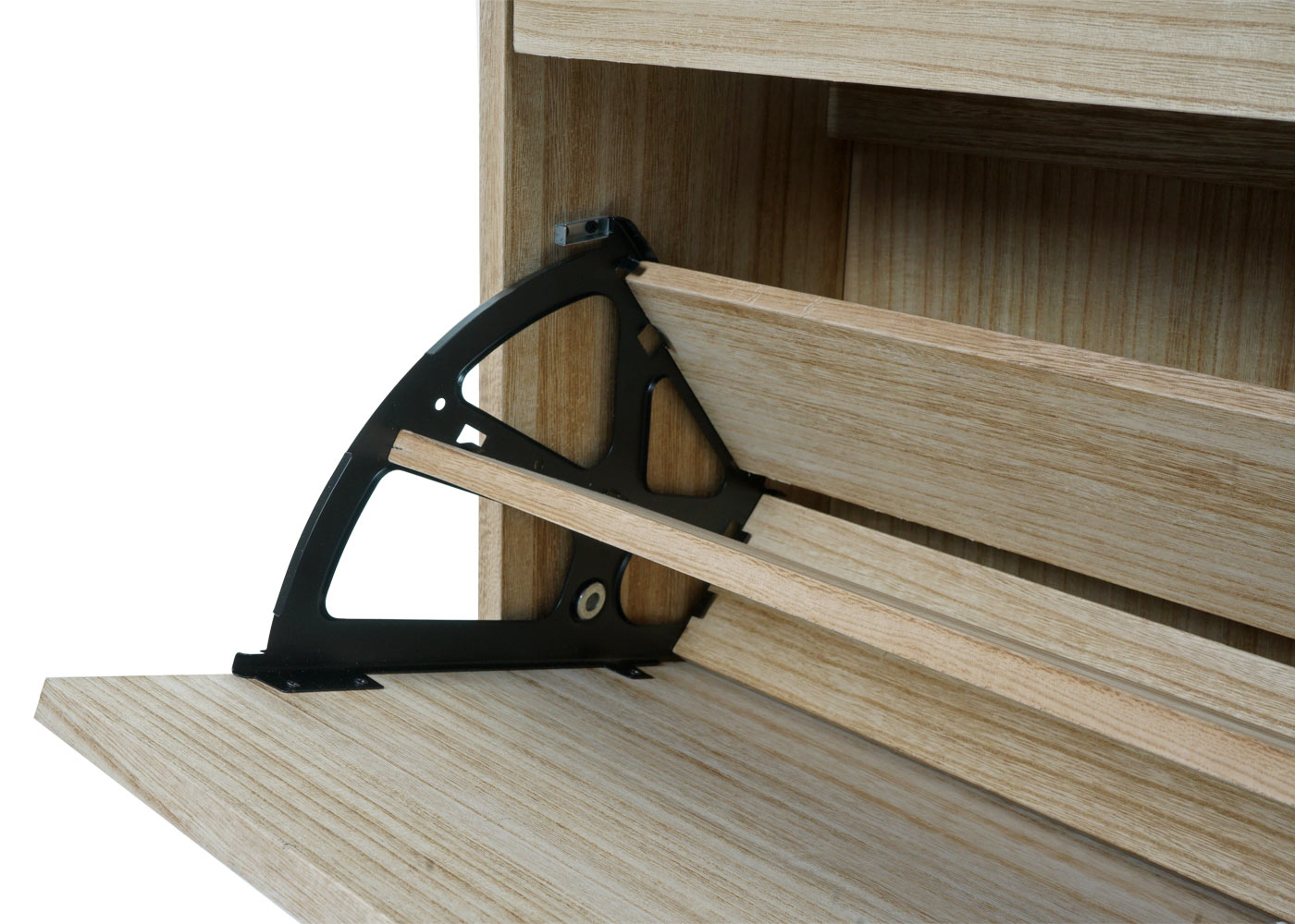 Schoenenkantelaar MCW-K45, schoenenkast schoenenrek, 81x60x25cm 2 kleppen, MDF gemaakt van paulownia ~ naturel bruin