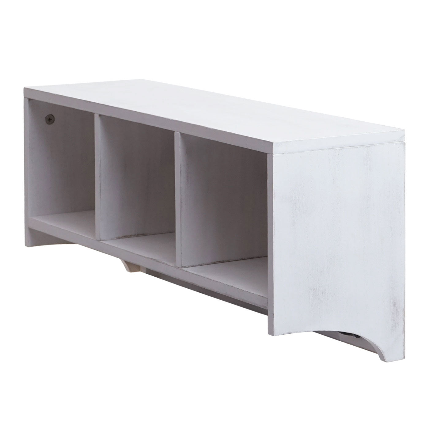 Wandkapstok MCW-K49, kapstok Wandkapstok Rek, 3 opbergvakken 5 haken 30x80x20cm hout ~ wit, shabby