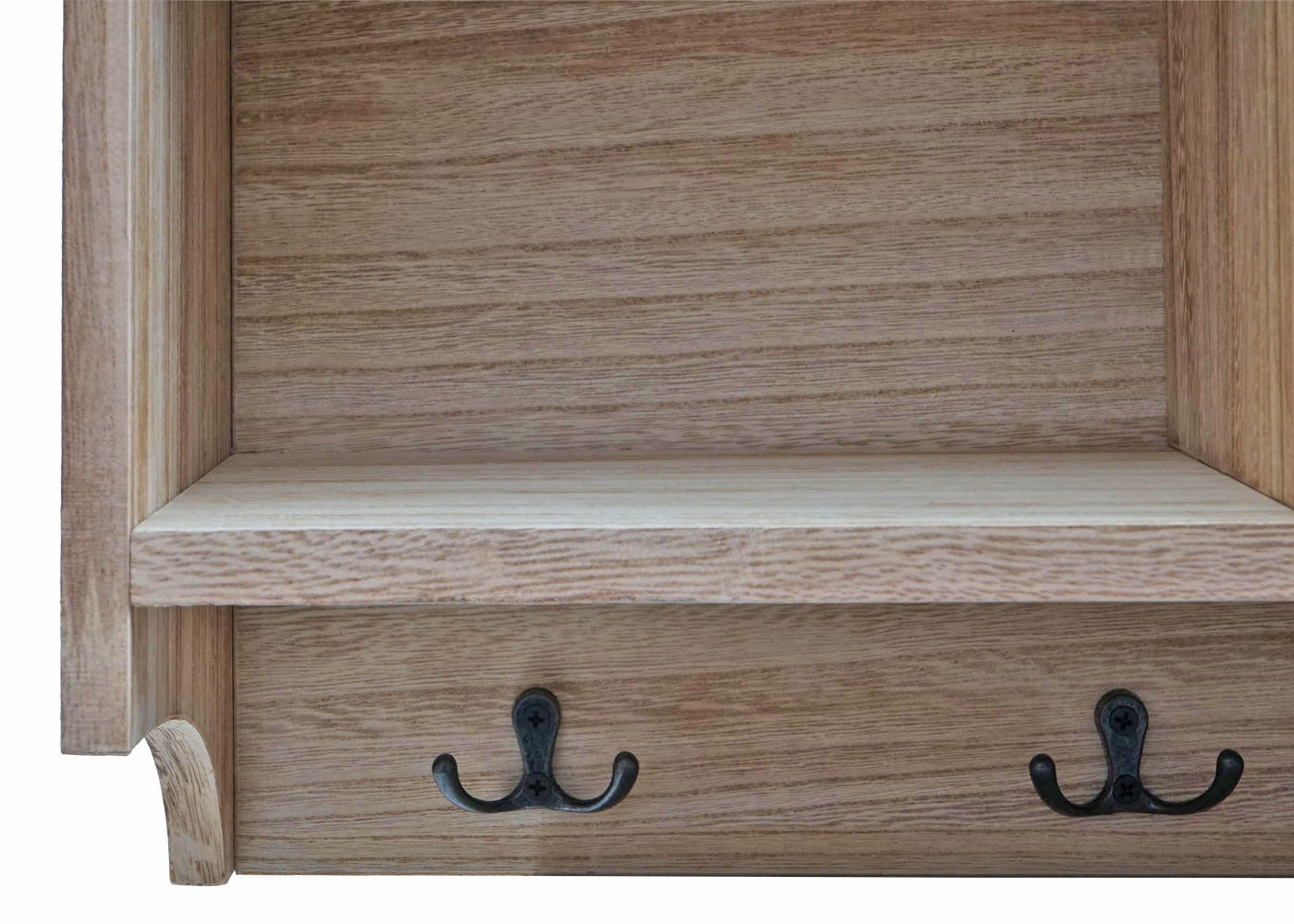 Wandkapstok MCW-K49, kapstok Wandkapstokplank, 3 opbergvakken 5 haken 30x80x20cm hout ~ natuurlijk bruin