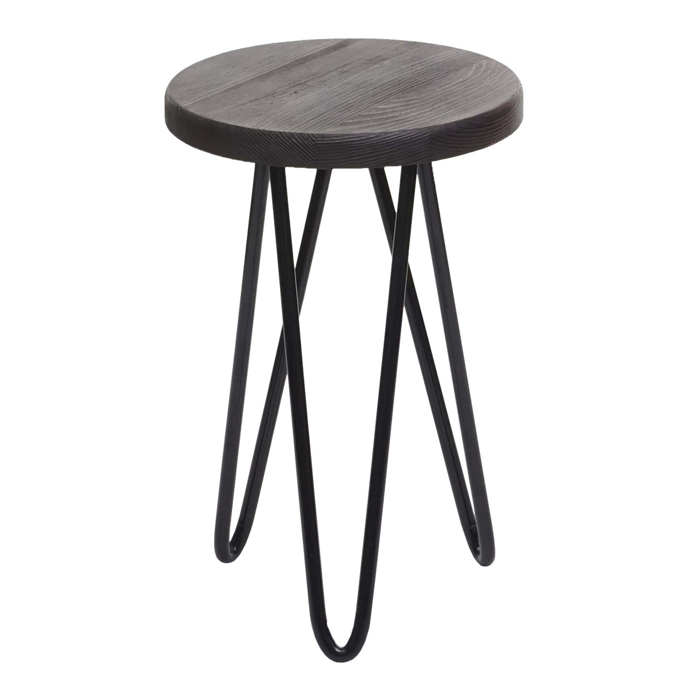 Set van 2 bijzettafels MCW-A80, nachtkastje salontafel, industrieel echt hout Ø25cm ~ donkerbruin