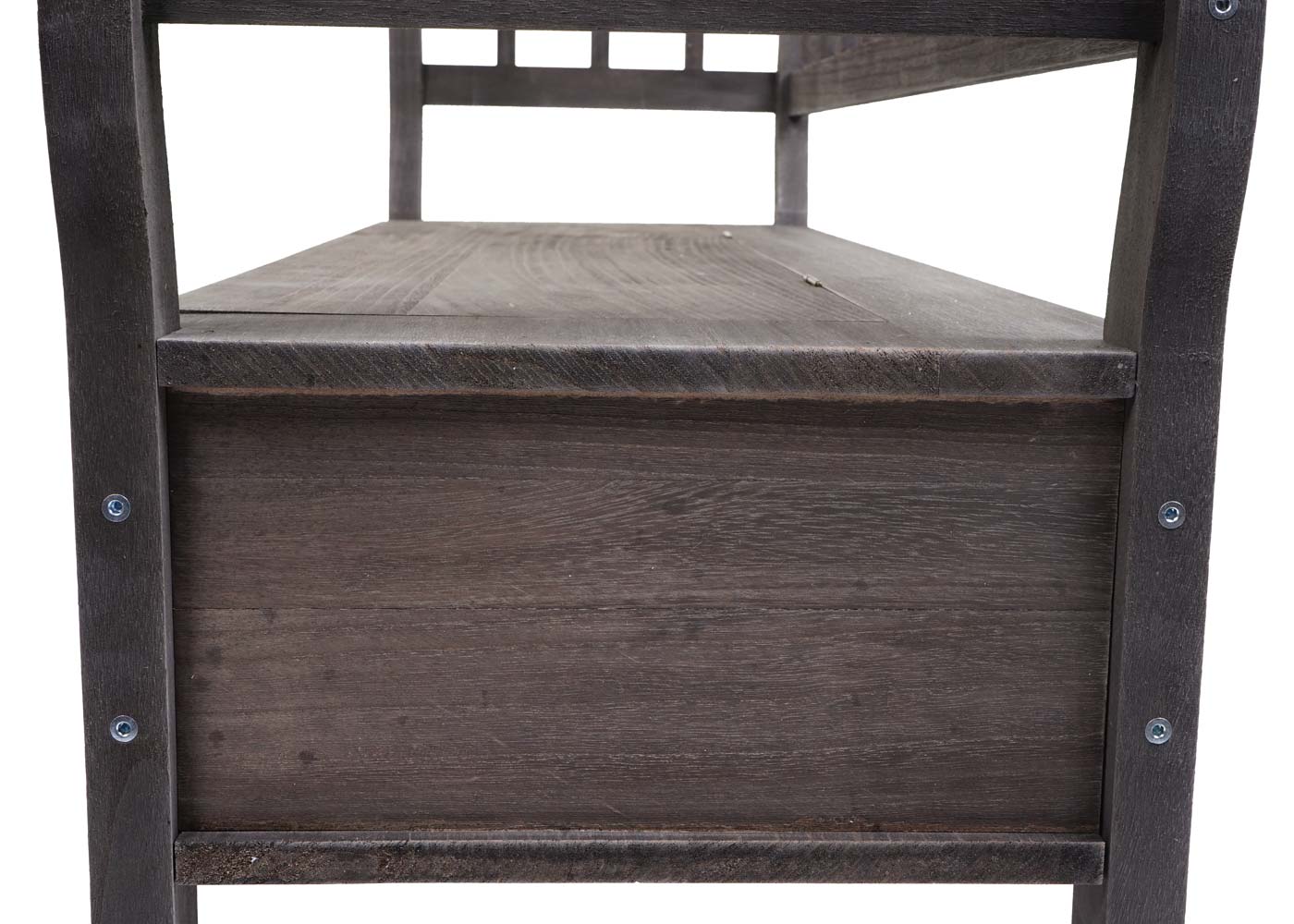 Bank T207, bankkist houten bank opbergkist, opbergvak kussen hout 119cm ~ grijsbruin, shabby