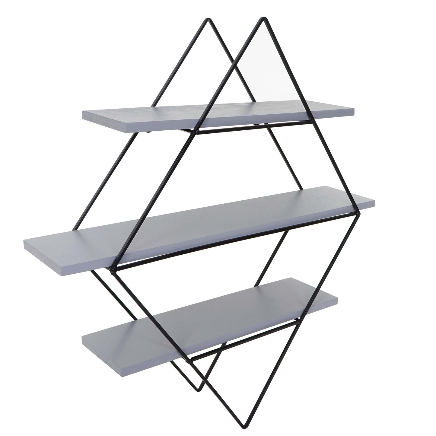 Wandplank MCW-A80, hangende plank, industrieel ontwerp echt hout 60x55x12cm ~ grijs-blauw