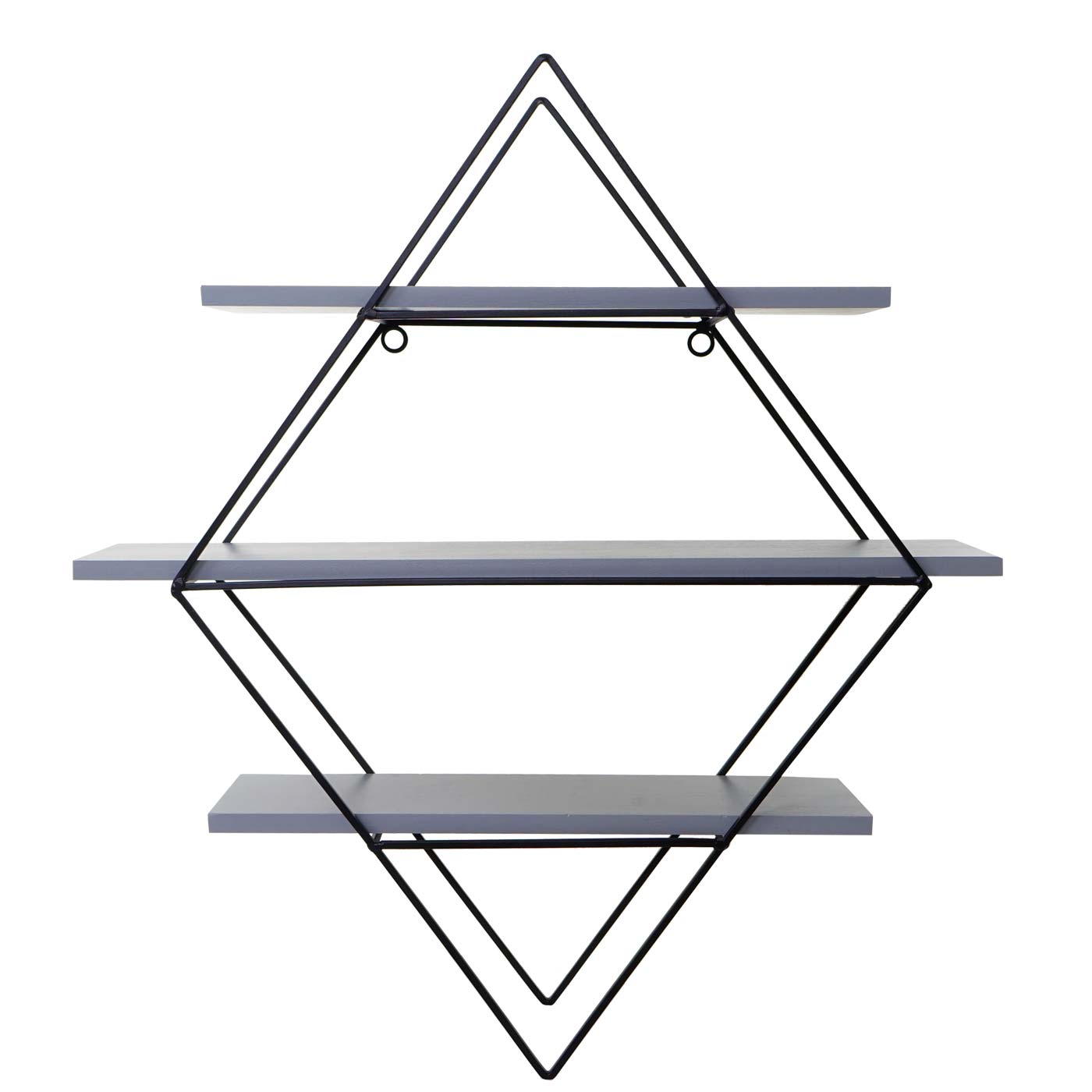 Wandplank MCW-A80, hangende plank, industrieel ontwerp echt hout 60x55x12cm ~ grijs-blauw