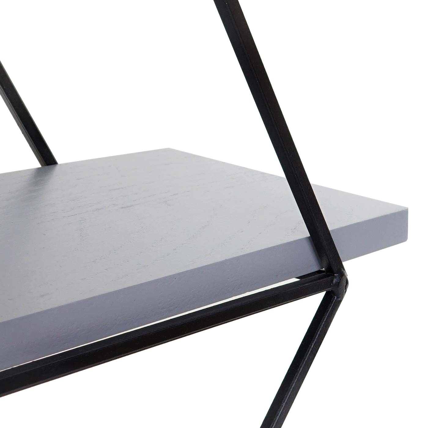 Wandplank MCW-A80, hangende plank, industrieel ontwerp echt hout 60x55x12cm ~ grijs-blauw