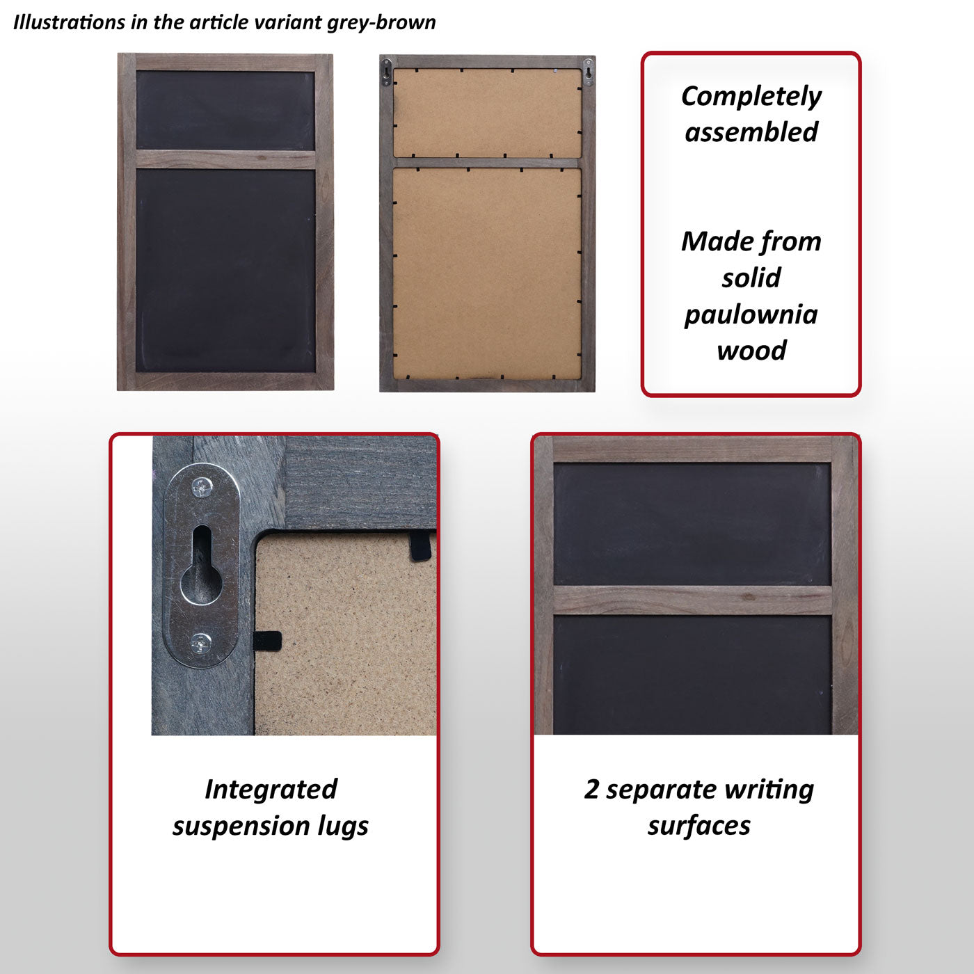 Reclamebord MCW-C51, krijtbord, 55x34x2cm, hout shabby-look vintage ~ bruin