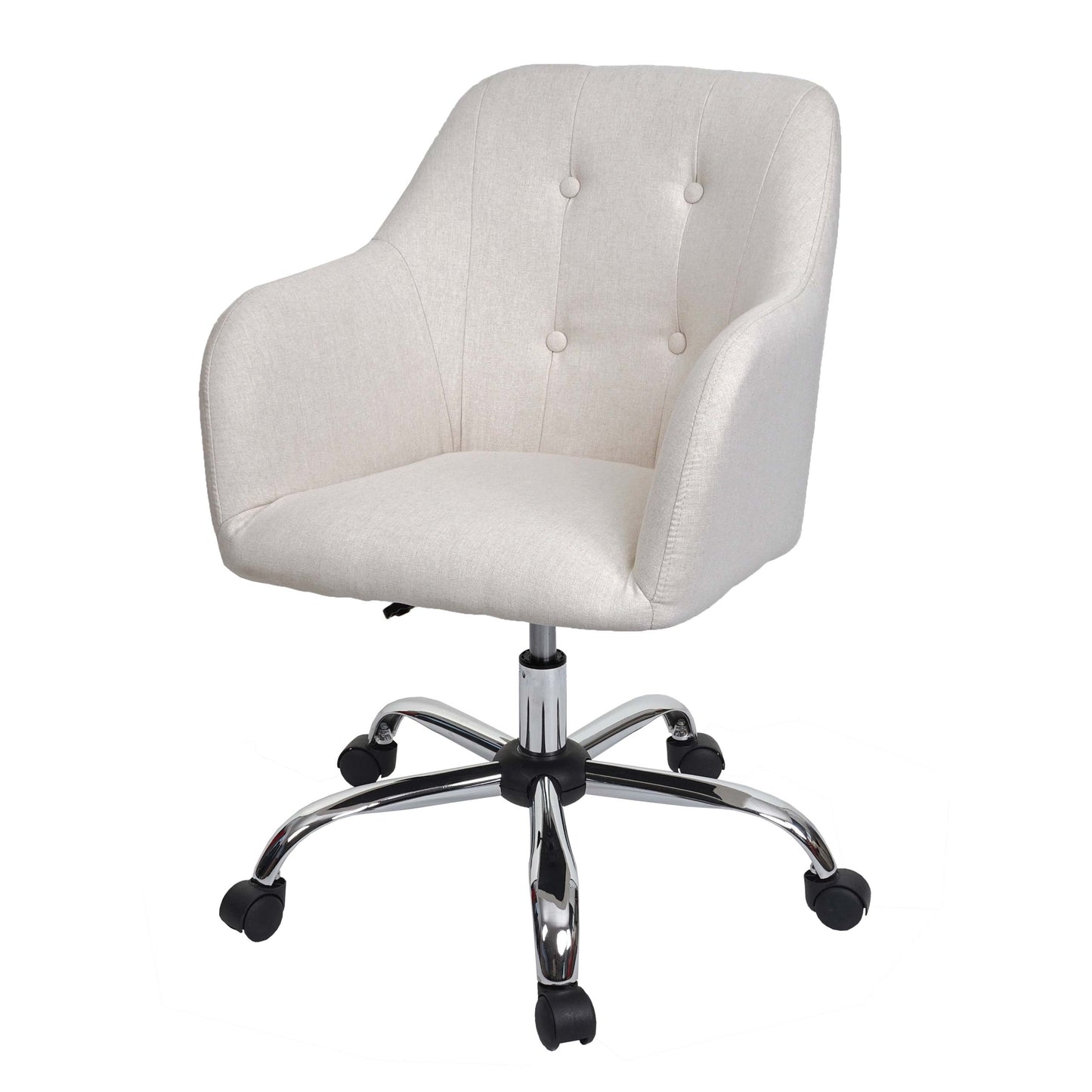 Bureaustoel MCW-K54, bureaustoel bureaustoel fauteuil stoel, stof/textiel met armleuningen ~ crème