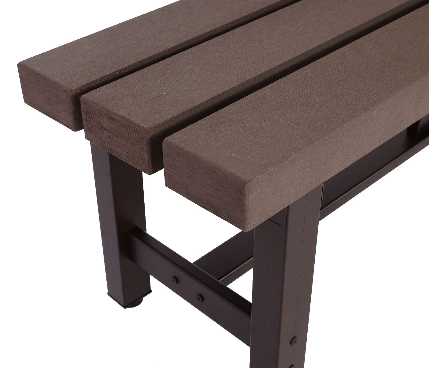 Aluminium tuinbank MCW-K60, bank parkbank balkonbank, weerbestendig WPC 180cm, bruin