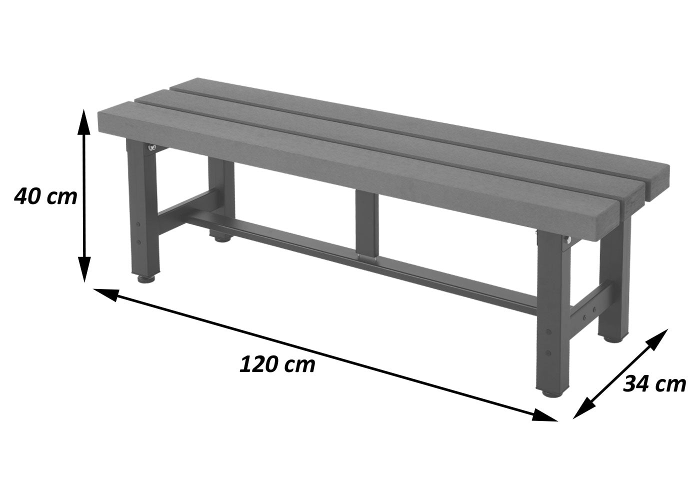Aluminium tuinbank MCW-K60, bank parkbank balkonbank, weerbestendig WPC 120cm, bruin