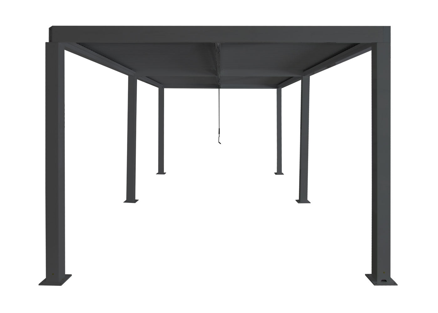 Pergola MCW-L46, tuinpaviljoen met latten, 11cm aluminium frame, stormvaste regengoot, 3x6m ~ antraciet