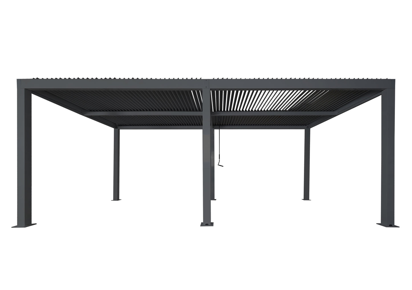 Pergola MCW-L46, tuinpaviljoen met latten, 11cm aluminium frame, stormvaste regengoot, 3x6m ~ antraciet
