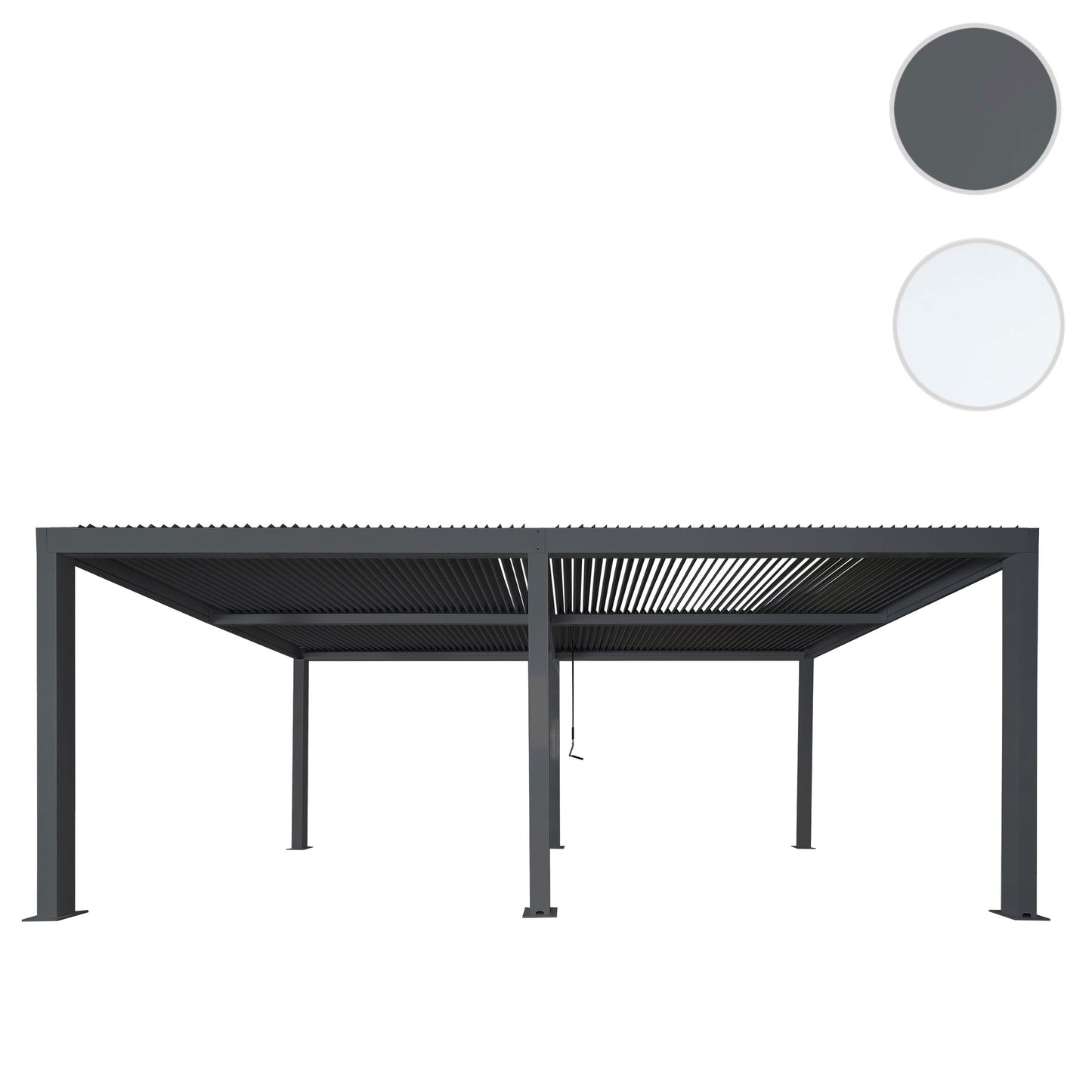 Pergola MCW-L46, tuinpaviljoen met latten, 11cm aluminium frame, stormvaste regengoot, 3x6m ~ antraciet