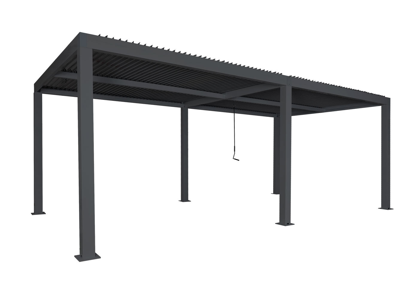 Pergola MCW-L46, tuinpaviljoen met latten, 11cm aluminium frame, stormvaste regengoot, 3x6m ~ antraciet