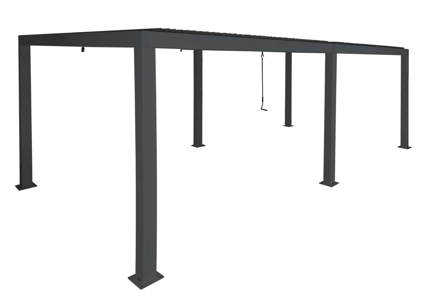 Pergola MCW-L46, tuinpaviljoen met latten, 11cm aluminium frame, stormvaste regengoot, 3x6m ~ antraciet