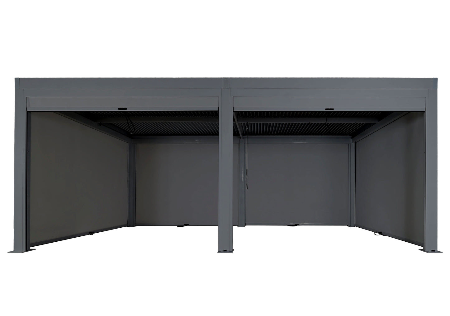 Pergola MCW-L46 met 6x zijwand, tuinpaviljoen lamellenrolgordijn, 11cm aluminium frame, stormvast 3x6m ~ antraciet
