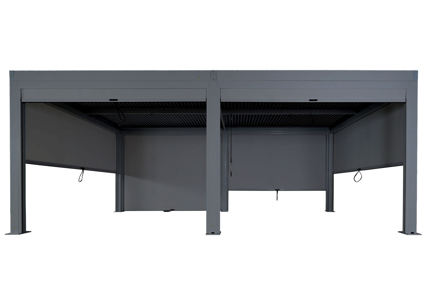 Pergola MCW-L46 met 6x zijwand, tuinpaviljoen lamellenrolgordijn, 11cm aluminium frame, stormvast 3x6m ~ antraciet