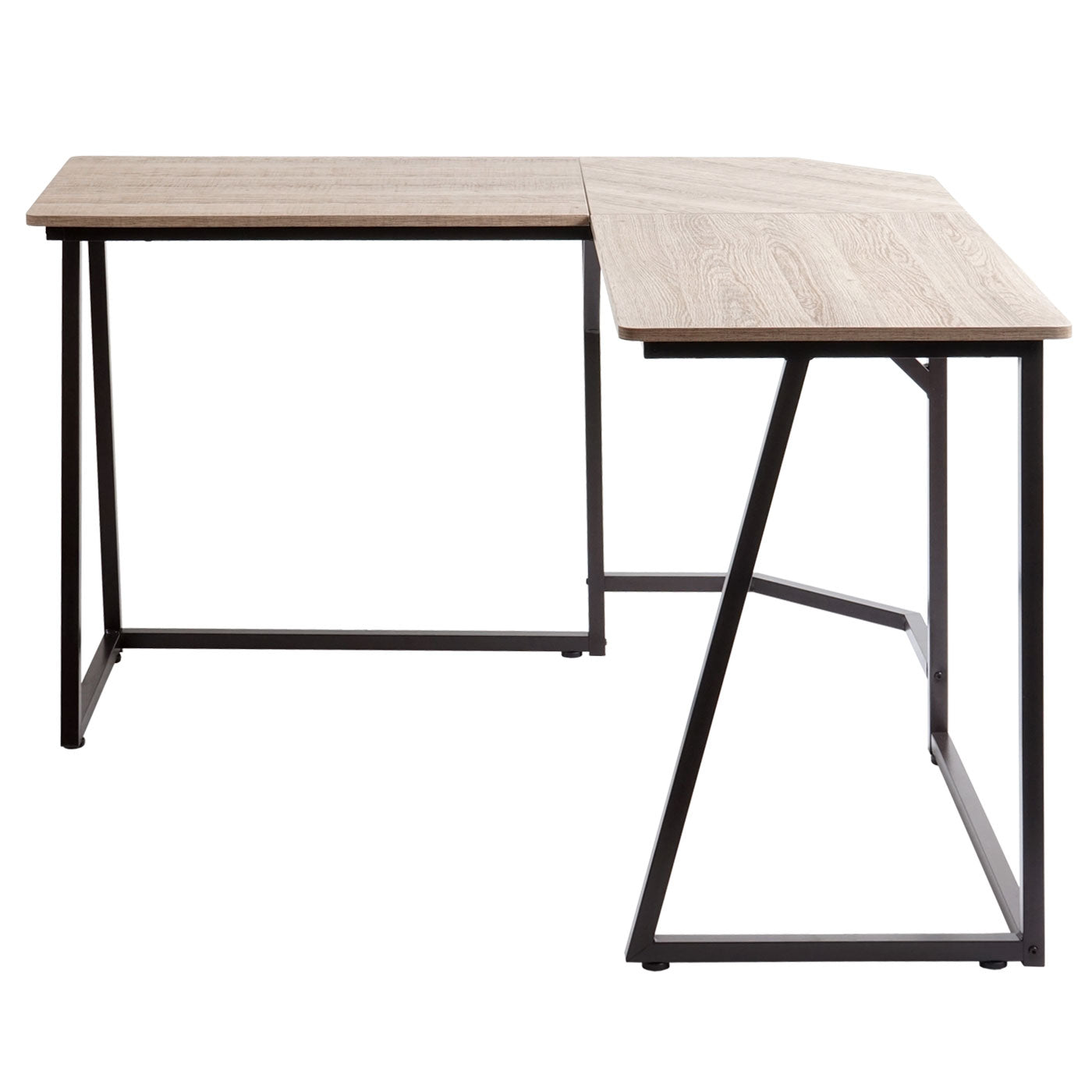 Hoekbureau MCW-K66, computerwerktafel, MVG-gecertificeerd 76x125x125cm, MDF metaal ~ natuurlijke kleur