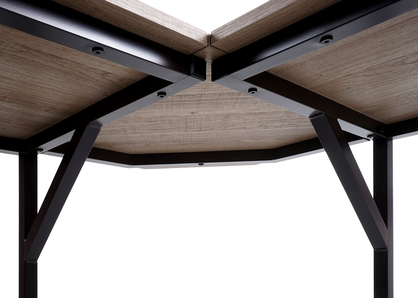 Hoekbureau MCW-K66, computerwerktafel, MVG-gecertificeerd 76x125x125cm, MDF metaal ~ natuurlijke kleur