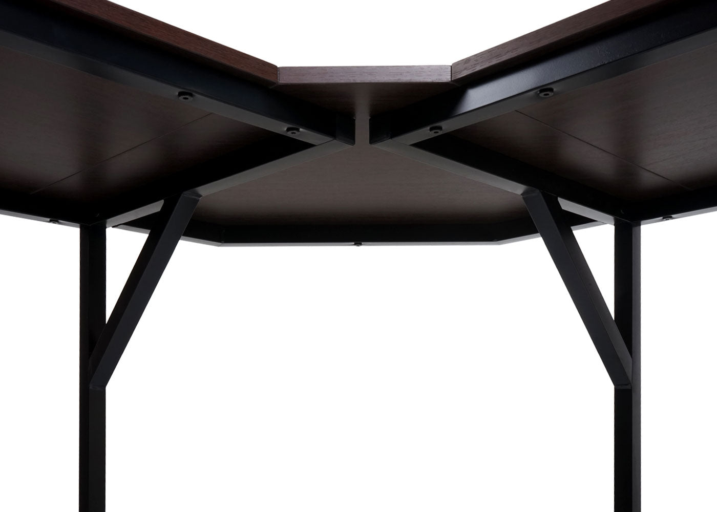 Hoekbureau MCW-K66, computerwerktafel, MVG-gecertificeerd 76x140x140cm, MDF metaal ~ donkerbruin