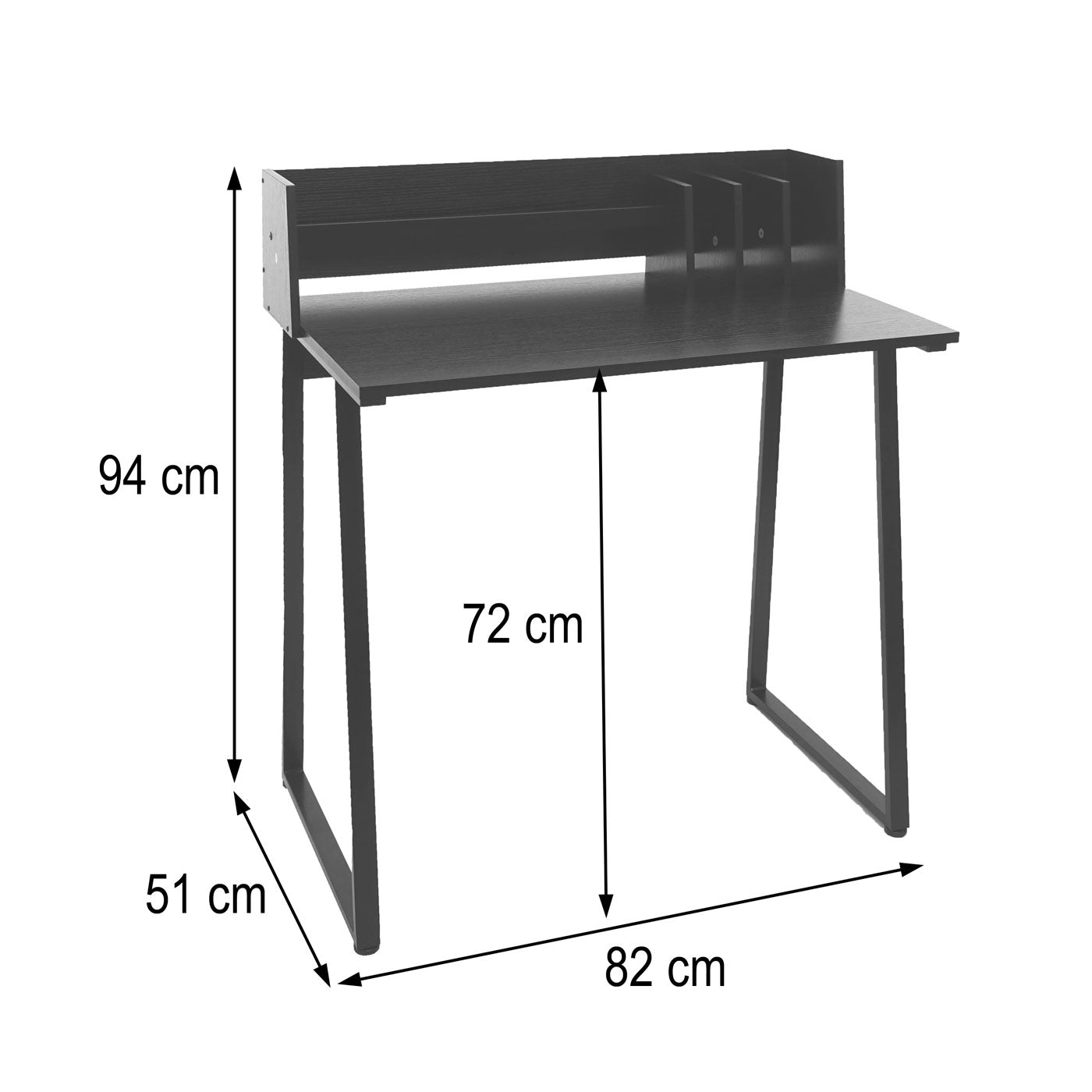 Bureau MCW-K69, laptop bureau bureau, 82x51cm 3D structuur, metaal MDF ~ zwart