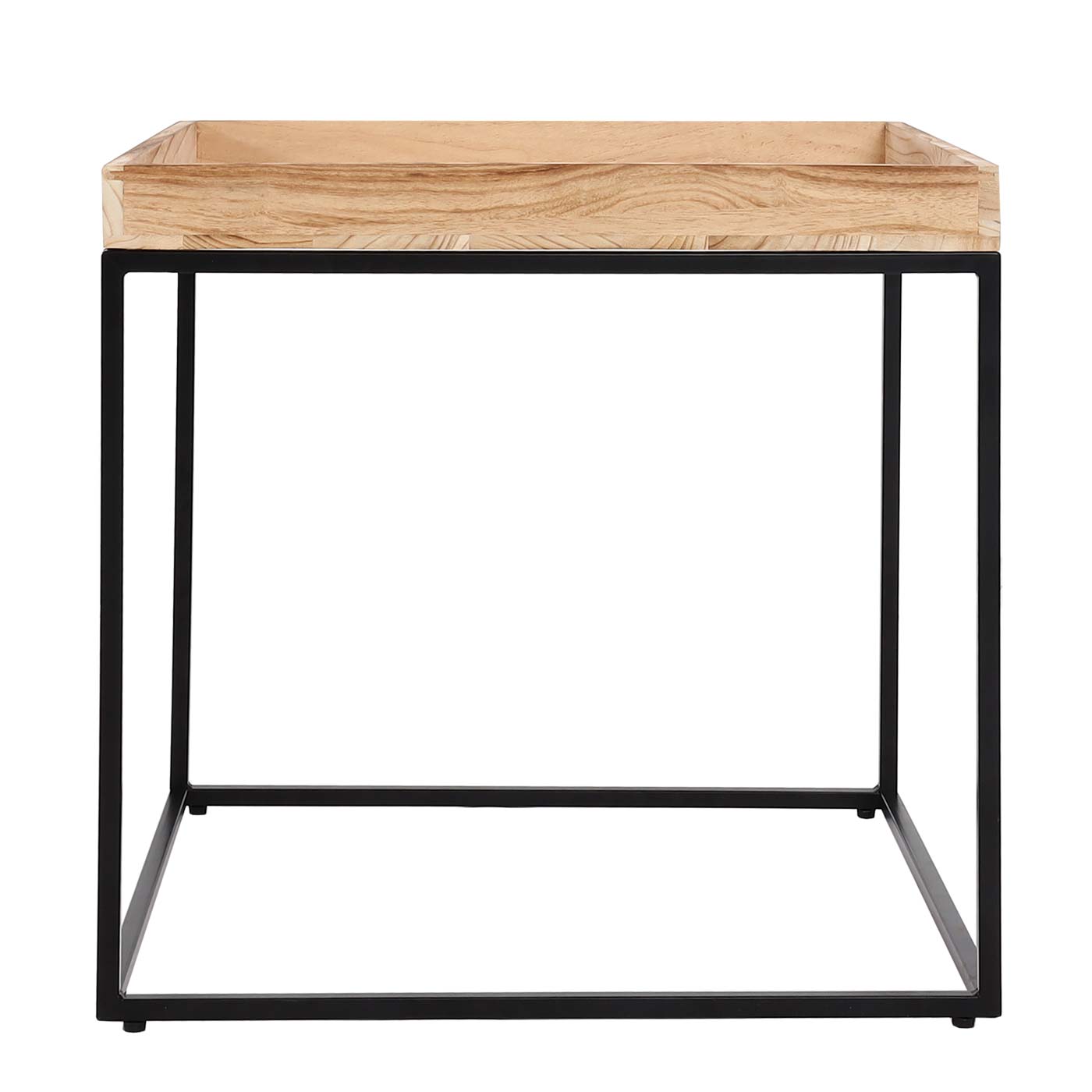 Bijzettafel MCW-K71, salontafel salontafel, paulowniahout metaal 60x60x60cm ~ natuurlijke kleur