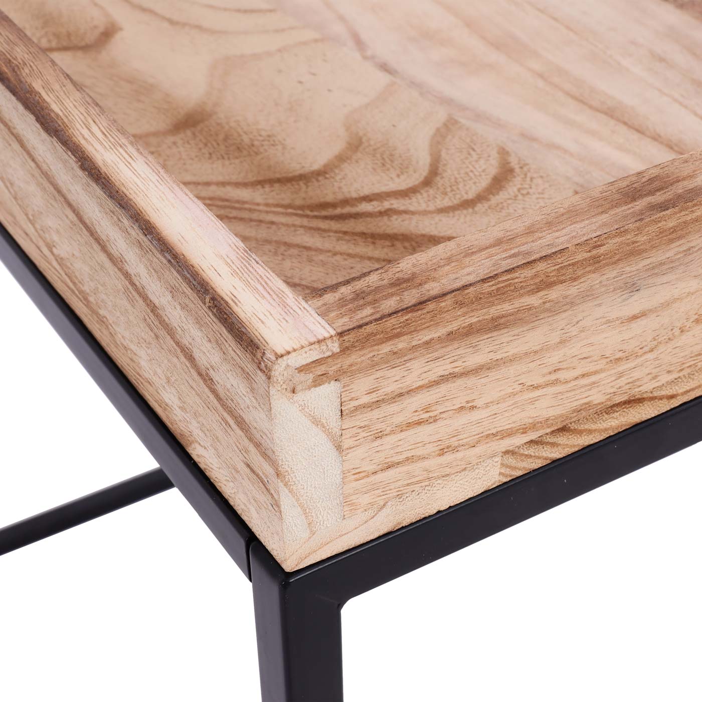 Bijzettafel MCW-K71, salontafel salontafel, paulowniahout metaal 60x60x60cm ~ natuurlijke kleur