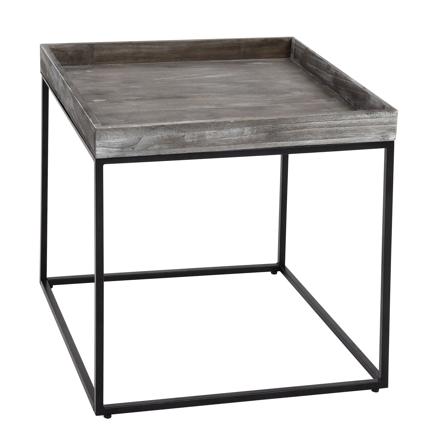 Bijzettafel MCW-K71, salontafel paulowniahout metaal 60x60x60cm ~ donkergrijs