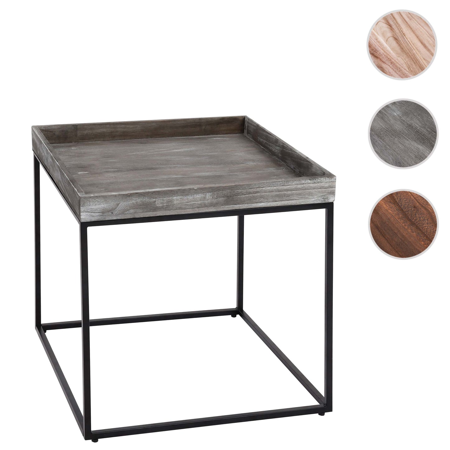 Bijzettafel MCW-K71, salontafel paulowniahout metaal 60x60x60cm ~ donkergrijs