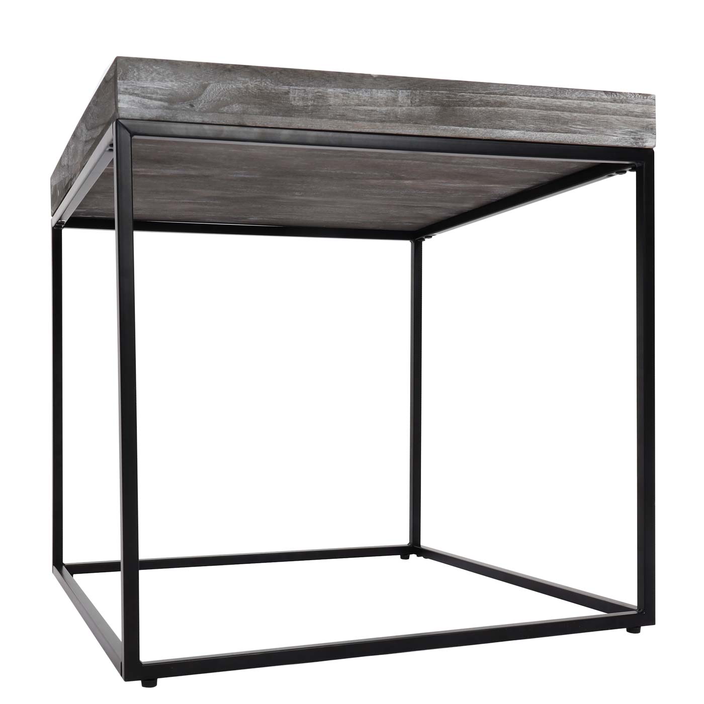 Bijzettafel MCW-K71, salontafel paulowniahout metaal 60x60x60cm ~ donkergrijs