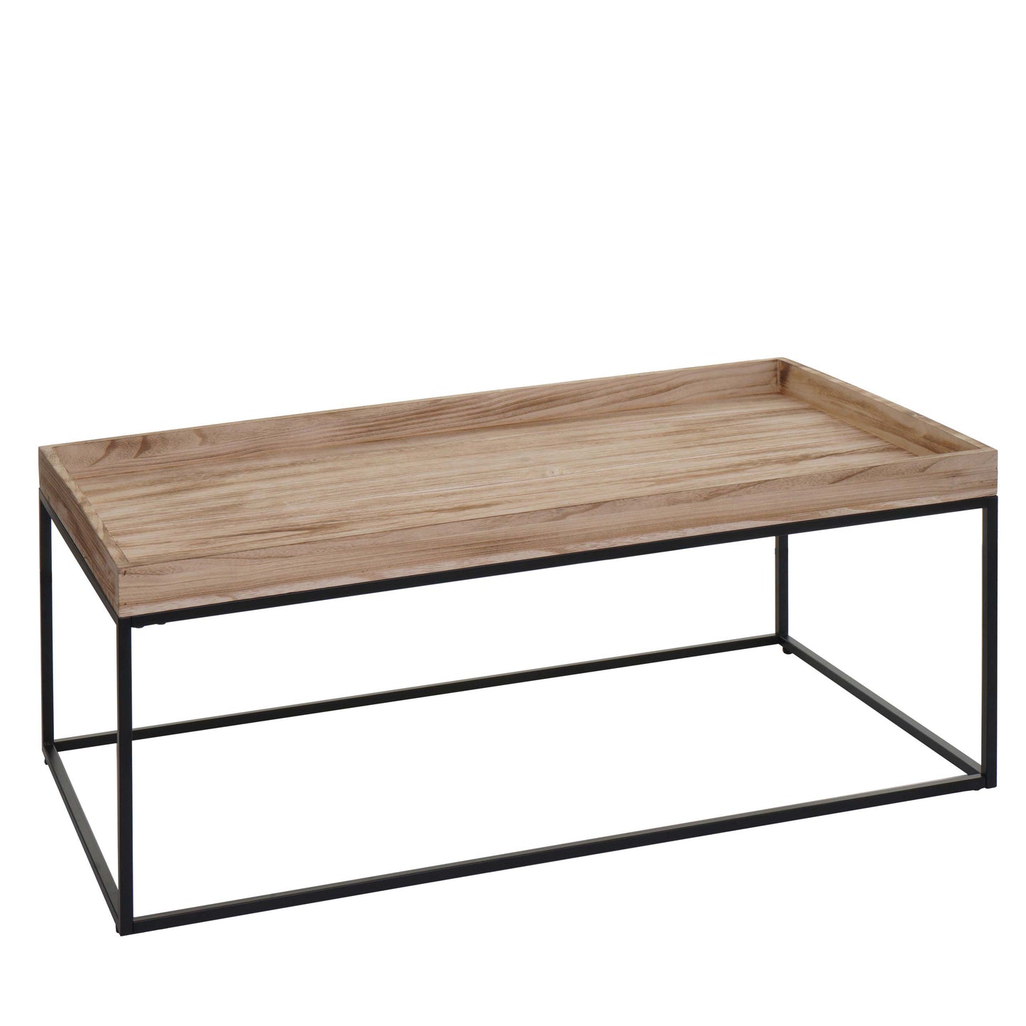 Salontafel MCW-K71, salontafel bijzettafel, massief hout metaal 46x110x60cm ~ natuurlijke kleur
