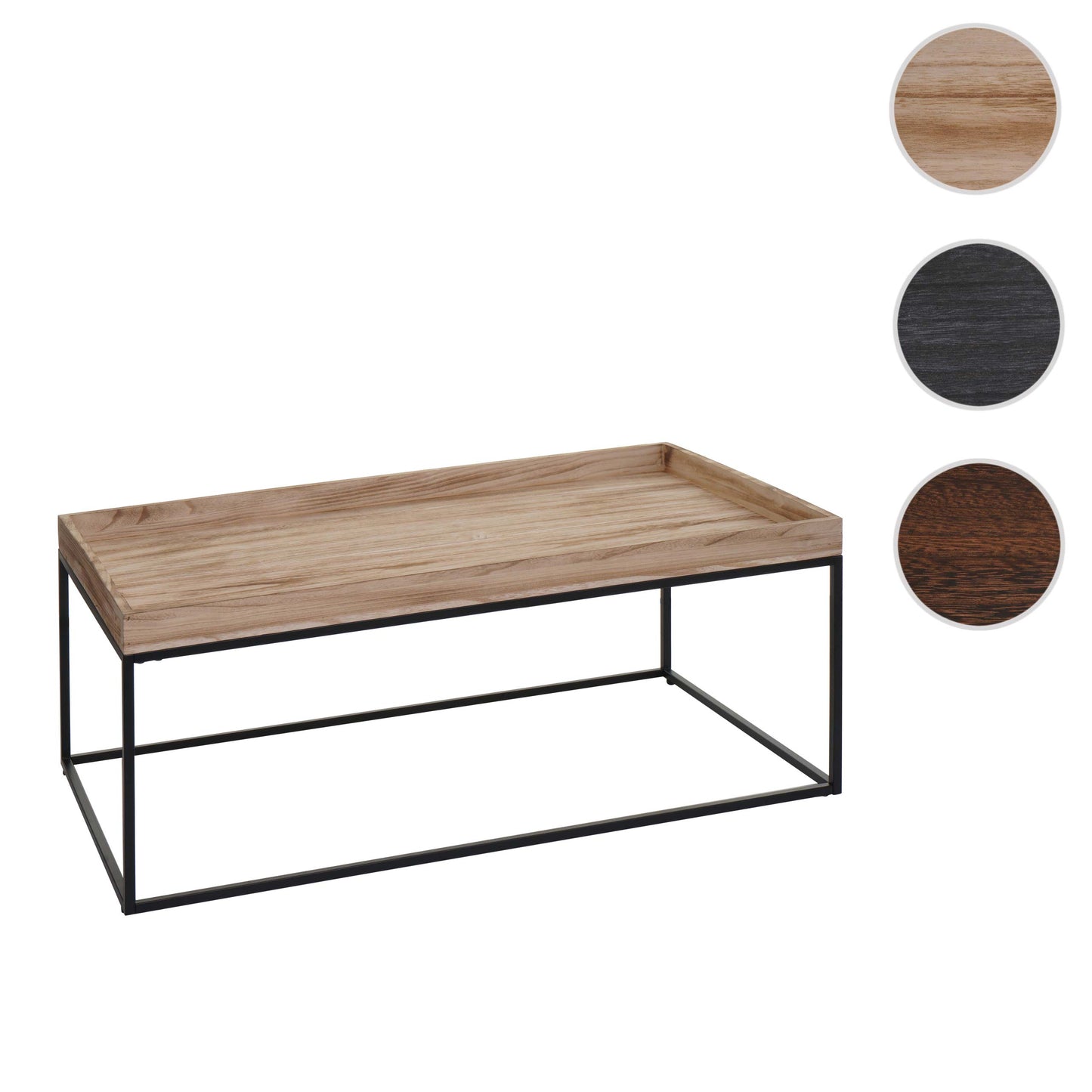 Salontafel MCW-K71, salontafel bijzettafel, massief hout metaal 46x110x60cm ~ natuurlijke kleur