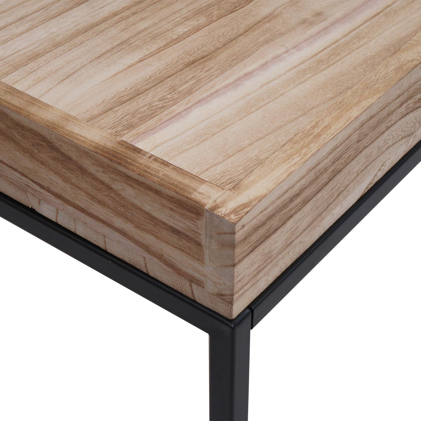 Salontafel MCW-K71, salontafel bijzettafel, massief hout metaal 46x110x60cm ~ natuurlijke kleur