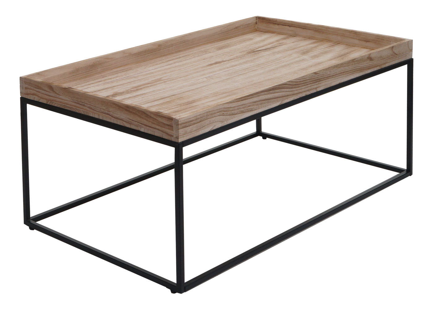 Salontafel MCW-K71, salontafel bijzettafel, massief hout metaal 46x110x60cm ~ natuurlijke kleur